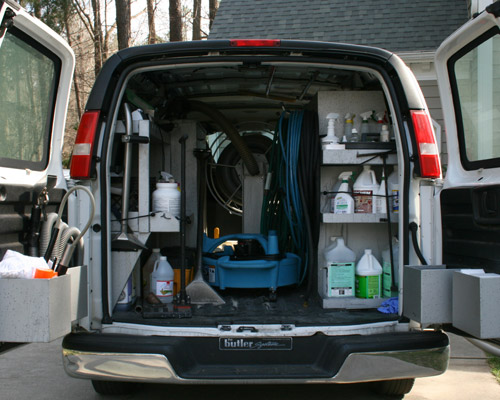 Aspen Green Carpet Care in Colorado complete truck van mobile with power cleaning equipment and tools
